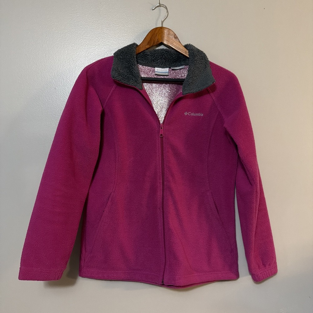 Columbia Pink Full Zip Mock Neck Fleece Jacket Sz S Pockets Gorpcore Outerwear